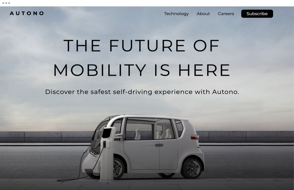 Hjemmeside til selvkørende bil.