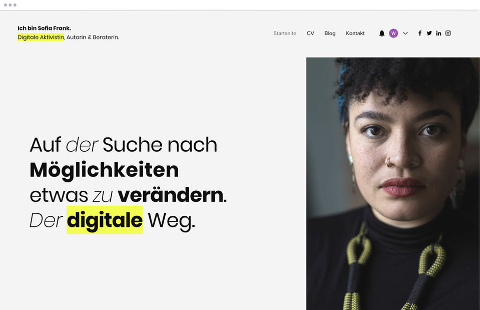 Website-Template für einen Online-Lebenslauf