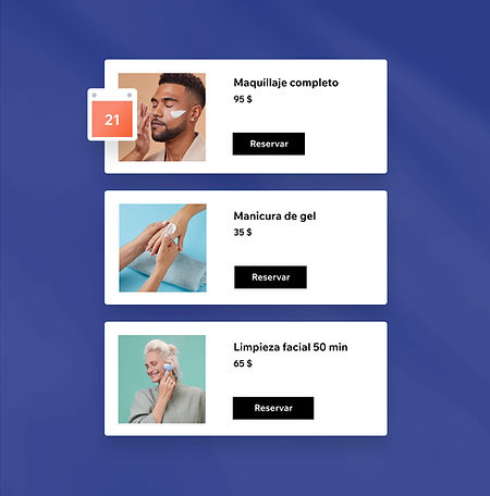 Opciones para reservar tratamientos de belleza con Wix Bookings