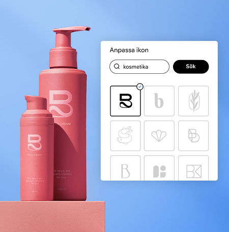 Logotypverktyg som skapar en anpassad ikon åt ett kosmetikföretag.
